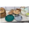 Image 3 : Assorted Woven Wicker Baskets, Plastic Pitcher, Tupperware Containers, and More
