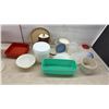 Image 5 : Assorted Woven Wicker Baskets, Plastic Pitcher, Tupperware Containers, and More