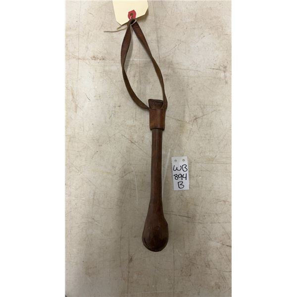 Antique Blackjack Club, Early 20th Century, 8 3/4" Long with Wrist Thong