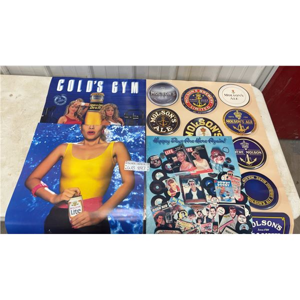 Vintage Gold's Gym and 1970s Ale Sexy Lady Women Beer Bar Pub Posters X 4- Largest 36 1/4 x 24 1/4"