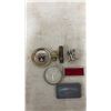 Image 6 : Vintage Automotive Emblems, Ford Thunderbird, Mercedes Benz, Industrial Ruler, Good Year Belt