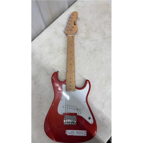 Power Play S Style Electric Guitar Candy Red Designed for Young Musicians- Very Good Condition