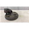 Image 2 : Rare Antique Bronze Bulldog Statue Lighter & Matchbox Tray with 4 Lighters, Camel, Magna