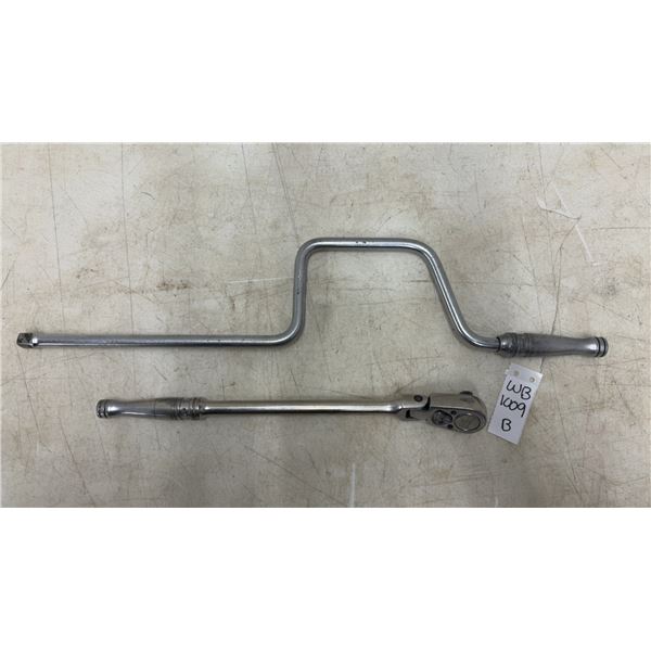 Snap-On Model NO F4L 3/8" Drive Speed Wrench and Model No F711 Long Handled 3/8" Flex-Head Ratchet