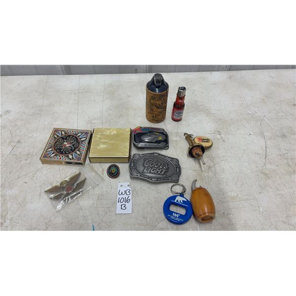 Jeff Gordon NASCAR Belt Buckle, Coors Light Buckle,Pair of Matchbook Boxes, Wing Pins, NWT Polar