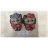 Image 1 : Vintage Pair of Devonware Chalkware Grey Kitten Wall Plaques, 7 x 4 x 2" Each