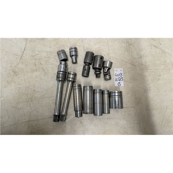 Mechanics Tool Lot of 3/8" Drive Sockets & Flex Sockets: 1" Socket 1/2" Drive, 13/16 Deep Socket