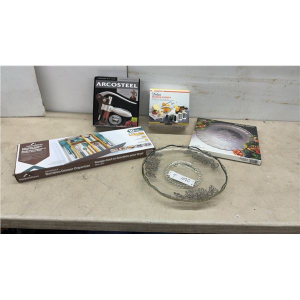 Starfrit Deluxe Rotary Grater, Arcosteel Corkscrew, Bamboo Drawer Organizer, and More