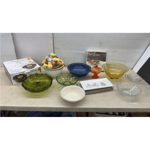 Glass Chip and Dip Bowl, Assorted Glass and Ceramic Bowls, and More