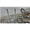 Image 5 : Silver-Plated Tea Set with Candlesticks, Serving Utensils, Trays, and More