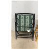 Image 2 : Green Leaf-Pattern Padded Folding Chair, Wooden Stool, and Black Folding Stool