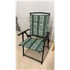 Image 3 : Green Leaf-Pattern Padded Folding Chair, Wooden Stool, and Black Folding Stool