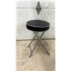 Image 7 : Green Leaf-Pattern Padded Folding Chair, Wooden Stool, and Black Folding Stool