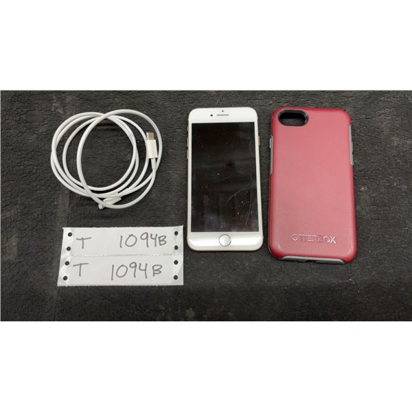 Apple iPhone 8 Gold Smartphone with OtterBox Case and Lightning to USB-C Cable
