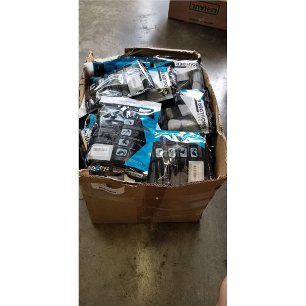 BOX OF NEW UNISEX SHOULDER BRACES