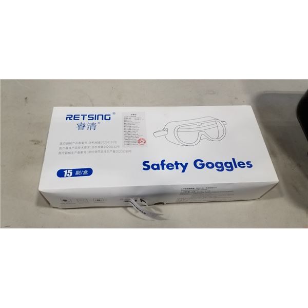 BOX OF 15 NEW RETSING SAFETY GOGGLES