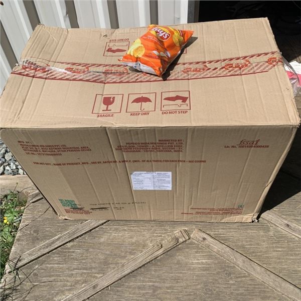 BOX OF LAYS WEST INDIES HOT AND SWEET CHILI CHIPS 130 BAGS BB 08/2026
