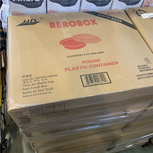 CASE OF REROBOX ROUND PLASTIC CONTAINERS WITH LIDS 150 SETS