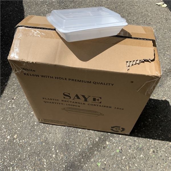 CASE OF SAYE 16OZ PLASTIC RECTANGULAR CONTANERS 150PC