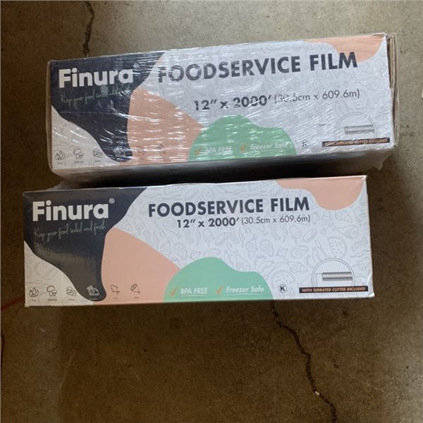 2 NEW FINURA FREEZER SAFE FOOD SERVICE FILM 12" X 2000FT