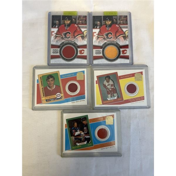 5 JERSEY CARDS - BILLY SMITH, ALEX DELVECCHIO (X2) PETE MAHOLVICH, JONAS HILLER (X2)