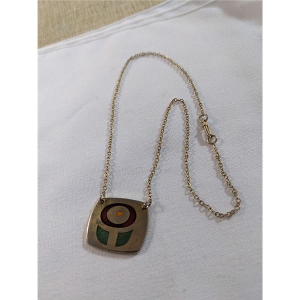 VINTAGE DE PASSILLE SYLVESTRE ENAMEL PENDANT NECKLACE, MADE IN FRANCE