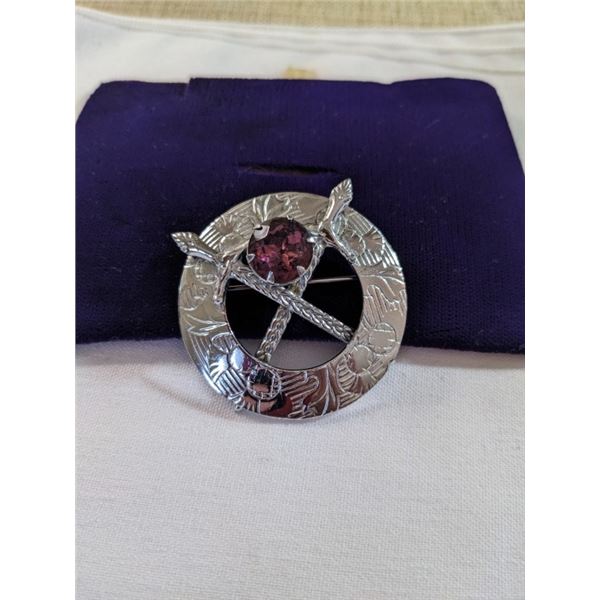 CELTIC MIZPA SCOTTISH BROOCH W/ STONE