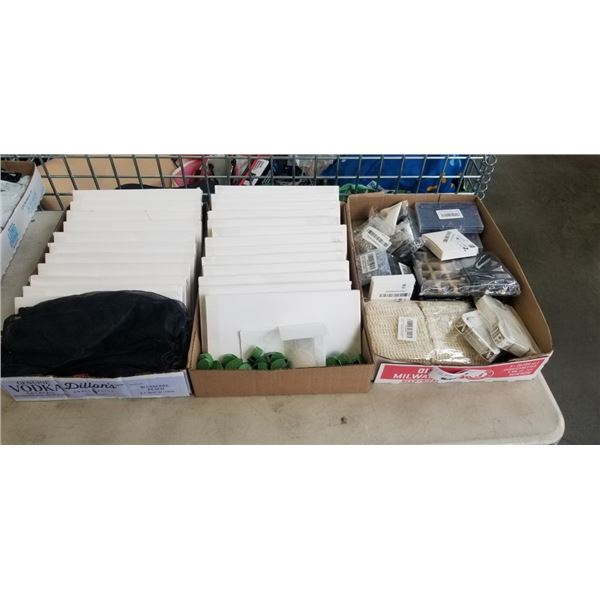 TRAY OF NEW STICK ON PLANT CLIMBER GROW CLIPS, BIRD CAGE MESH NETS AND TRAY OF AMAZON OVERSTOCK HARD