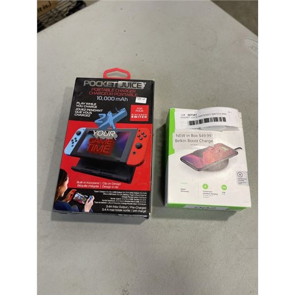 POCKET JUICE NINTENDO SWITCH AND BELKIN BOOST CHARGER