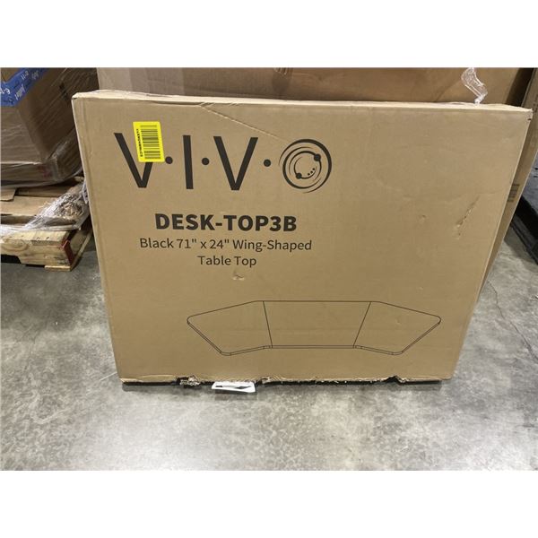 NEW VIVO BLACK 71 X 24 WING SHAPED TABLE TOP