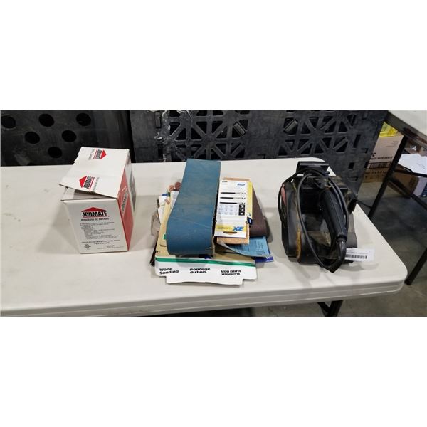 SEARS CRAFTSMAN BELT SANDER AND JOBMATE DETAIL SANDER, AND SANDING BELTS. WORKING