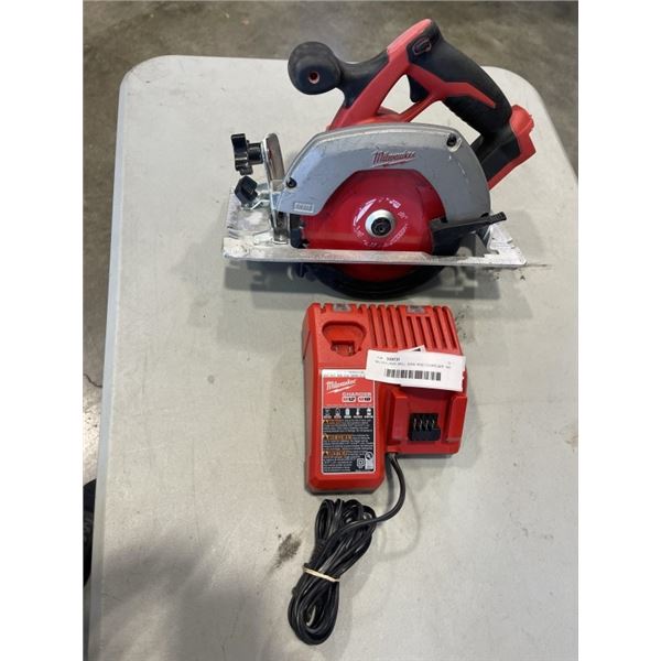 MILWAUKEE SKILL SAW AND CHARGER. NO BATTERY. WORKING