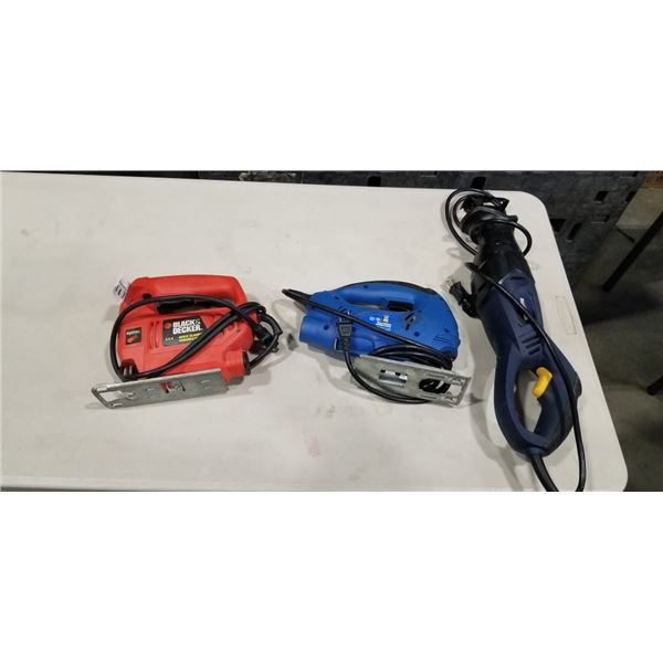 BLACK AND DECKER AND POWERFIST JIGSAWS AND MASTERCRAFT RECIPROCATING SAW. WORKING
