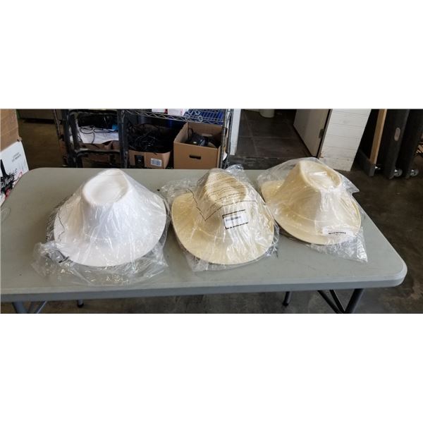 3 COWBOY STYLE HARDHATS NO HEADGEAR JUST HELMETS