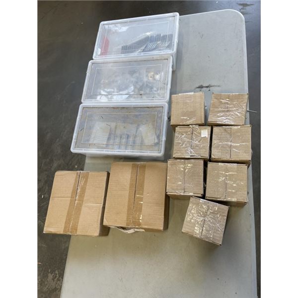 LOT OF VARIOUS NAILS, GATE HINGES, HARDWARE, ETC