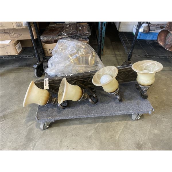 CHANDELIER AND 4 BULB VINTAGE VANITY LIGHT