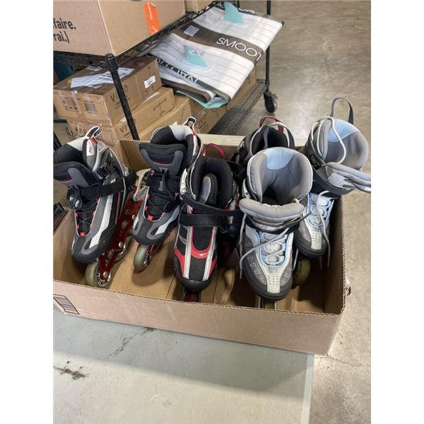 3 PAIRS OF ROLLERBLADES. SIZES LADY 7,  39, AND  33