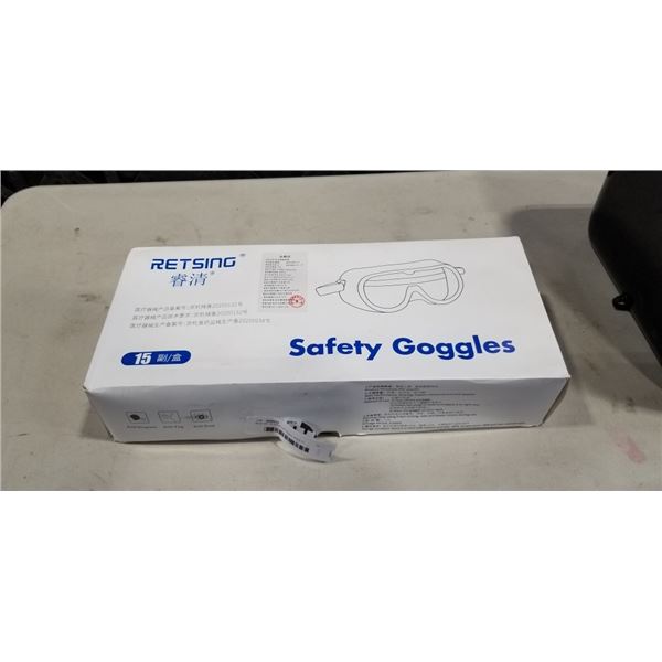 BOX OF 15 NEW RETSING SAFETY GOGGLES