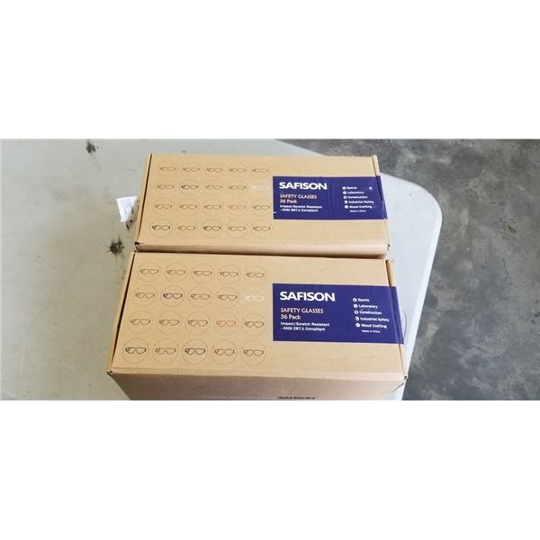2 BOXES OF SAFISON SAFETY GLASSES. 36 GLASSES PER BOX