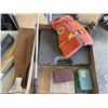 Image 4 : TRAY OF POOL CUES, BAIT BOXES, BALL GRABBER, ETC