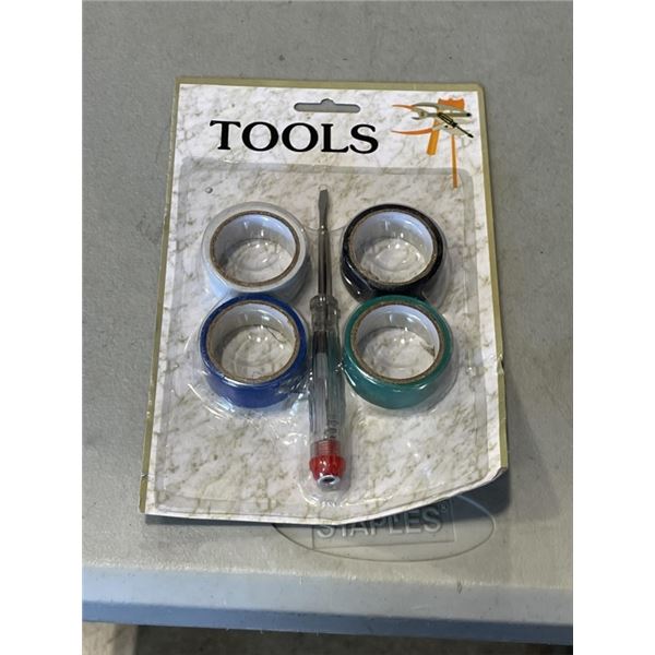 CASE OF NEW TOOL AND TAPE SETS