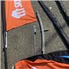 Image 3 : 2 WALMART SKIP THE DISH SWOOPER FLAGS WITH GROUND HOLDER SPIKE AND STAND WITH TABLE COVER