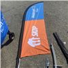 Image 4 : 2 WALMART SKIP THE DISH SWOOPER FLAGS WITH GROUND HOLDER SPIKE AND STAND WITH TABLE COVER