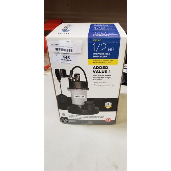 AS NEW BURCAM SUBMERSIBLE PUMP
