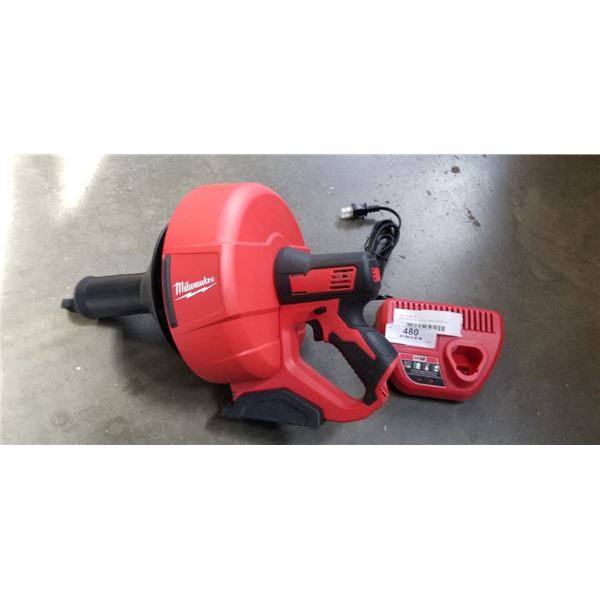 MILWAUKEE ELECTRIC DRAIN SNAKE W/ BATTERY CHARGER - WORKS, BUT NO BATTERIES