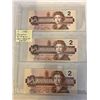 Image 1 : 3 - 1986 CANADIAN $2 BILLS - LAST ISSUE OF $2 BILL
