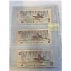 Image 2 : 3 - 1986 CANADIAN $2 BILLS - LAST ISSUE OF $2 BILL
