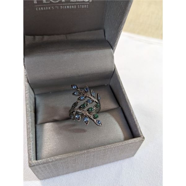 STERLING SILVER FERN RING, SIZE 6, MARKED 925