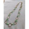 Image 1 : GOLD TONE LINKS W/ GREEN STONES NECKLACE