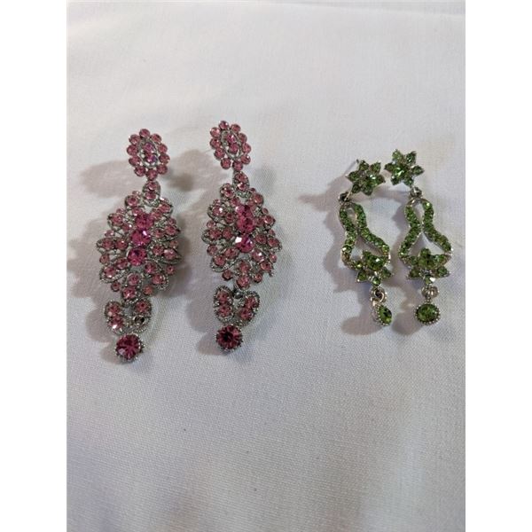 2 PAIRS OF VINTAGE RHINESTONES EARRINGS